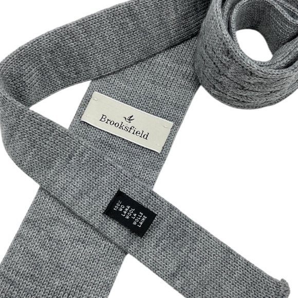 BROOKSFIELD Solid Gray Knit Wool LUXURY Slim Tie ITALY - Picture 3 of 5